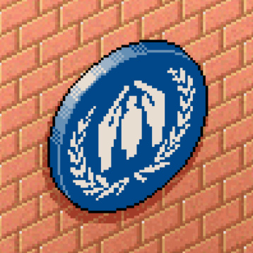 UNHCR logo in pixel art