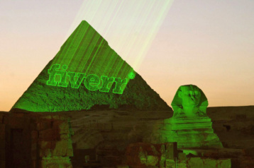 Laser projected on pyramids