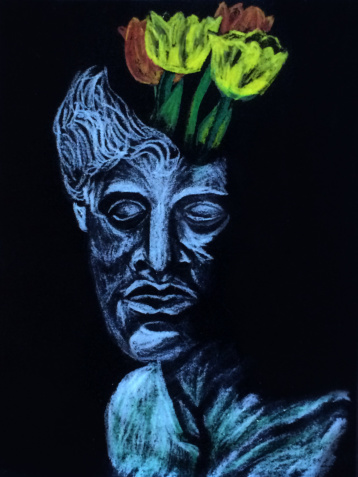 Reverse drawing: chalk on black paper